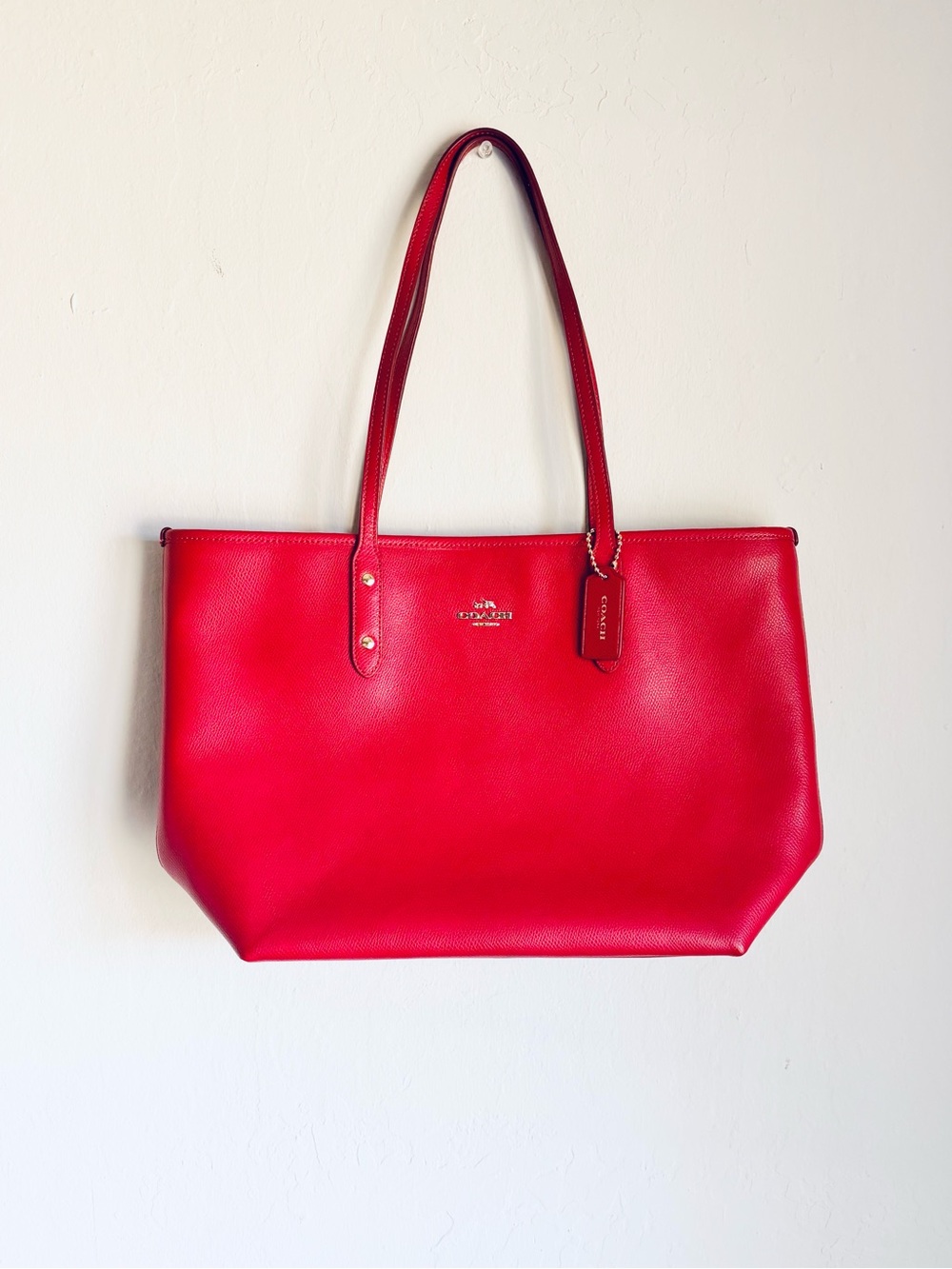 Coach City Zip Tote in Crossgrain Leather Red